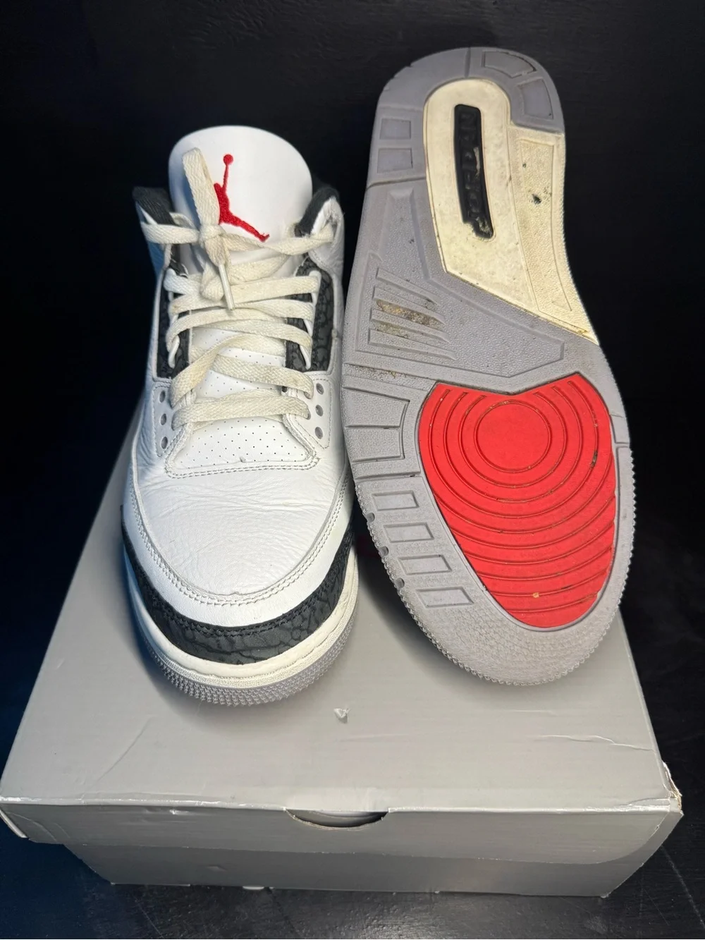 Jordan Men's White and Grey Retro Sneaker with Elephant Print